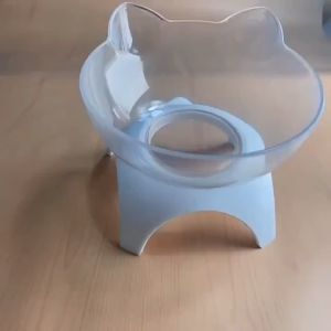 Mangkuk Makanan Kucing Anjing Bentuk kepala kucing cute Cat Food Bowls Pelindung Leher Anti Licin