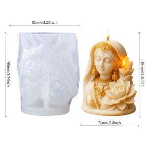 Lotus Goddess 3D Silicone Candle Mold: Flexible non-stick easy to demold reusable and with clear details.