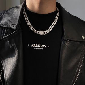 Dây Chuyền Vòng Cổ Nam Nữ Kèm Vòng Tay Nam Cuban HipHop Dạng Chuỗi Xích Đẹp Streetwear Thép Titan Cuban Đá Maxshopdoc