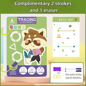 36-Page Reusable Workbook - 2 Pens + Eraser Erasable Stickers for Kids Drawing & Control New Year & Christmas Gift