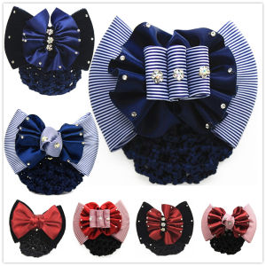 Professional Headdress Flower Nurse Stewardess Bank Telecom Bullet Train Barrettes Bow Hotel Work Lady Hair Ornaments Net Pocket
