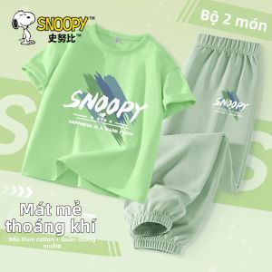 Snoopy | Bộ Đồ Thể Thao Mới Cho Bé Trai Ngắn Tay Cotton Lụa Đá Chống Muỗi
