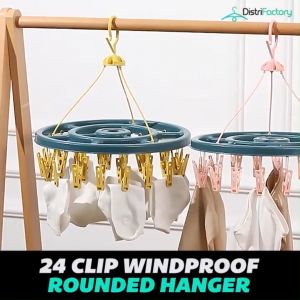 24 Clip Windproof Rounded Clothes Hanger Multi-clip Clothes Hanger Adult Sock Hanger Clips Drying Hanger