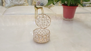 Elegant Gold-Tone Crystal K9 Glass Jewelry Box with Lid