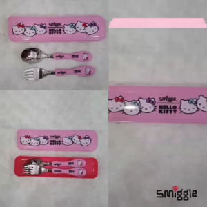 Sendok Garpu / Sendok Set Anak Karakter / Sendok Bekal Anak / Sendok Garpu Set Hello Kitty / Sendok Garpu Hello Kitty