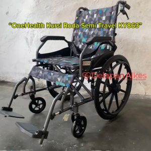 OneHealth Kursi Roda Semi Travel KY863LAJ Lipat Ringan Rem Traveling Blacksteel KY 863 LAJ