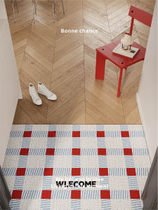 Geometric Pattern Korean Style Door Mat Customizable Size Anti-Slip Entrance Rug Doorway Floor Mat for Home Entrance