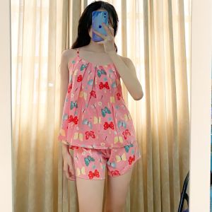Bộ mặc nhà nữ 2 dây dập ly vải lụa hàn mát thoải mái nhiều màu tươi sáng nữ tính freesize dưới 57kg