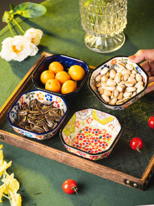 Thiệp Đựng Nước Sốt Dùng Tay Vẽ Bằng Gốm Sứ Hình Vuông Cổ Điển Đựng Thức Ăn Nhẹ Dùng Trong Gia Đình Nồi Xương Hương Vị Nước Mắm