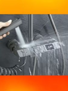 Hàng hót Giá siêu rẻ Bộ sen cây tắm đứng nóng lạnh phím đàn đồng thau mạ tĩnh điện titan nano xám thời thượnghiển thị nhiệt độ không han gỉ