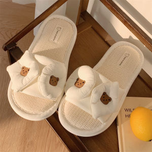 Thin Plaid Linen Slippers for Women All Year Round Neutral Japanese Style Home Non-Slip Soft Bottom Cotton Linen Floor Shoes Spring and Summer