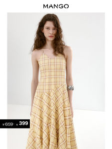 Mango | Váy Hai Dây Nữ Kẻ Ca-rô Bất Đối Xứng