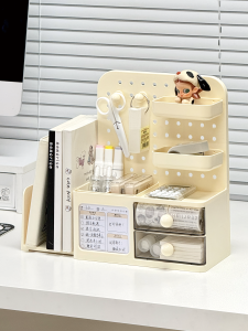 ช่องเก็บของแบบติดโต๊ะทำงานแบบหลายชั้น ช่องสี่เหลี่ยมโปร่งใสสำหรับจัดระเบียบวัสดุอุปกรณ์สำนักงาน