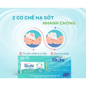 Khăn hạ sốt Suki cao cấp – 25 khăn/hộp – Làm mát nhanh không cồn đạt chuẩn y tế cho trẻ sơ sinh