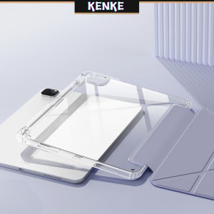 KENKE ipad Case Transparent case With pencil slot for ipad 2024 pro 11 inch pro 13 inch air 6th gen 11 inch（2020/2021/2022）ipad air 4 air 5th gen ipad 10 gen mini 6 ipad 9th 8th 7th pro 12.9 case Y-fold Smart Case sleep wake-up function anti-fall