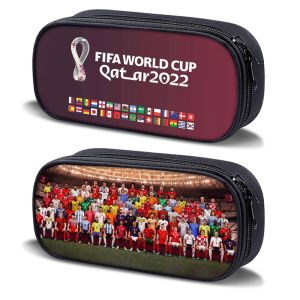 กระเป๋าใส่เครื่องเขียนทรงถุงผ้าลายฟุตบอลโลก 2022 ไนจีเรีย กระเป๋าใส่ปากกาแบบมีซิปความจุขนาดใหญ่สำหรับนักเรียนมัธยมปลายและมัธยมต้น