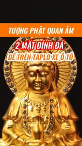 Tượng Phật Quan Âm Hai Mặt Đính Đá Để Ô Tô
