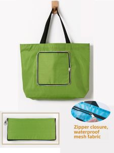 Large Capacity Waterproof Portable Eco-friendly Shopping Bag Foldable Fashionable Single Shoulder Handheld Zipper Seal Bag Logo Printable