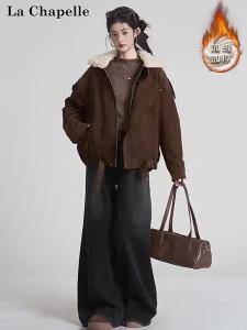 La Chapelle | Áo Khoác Mùa Đông Ấm Áp Vintage Có Cổ Lông Giả Da