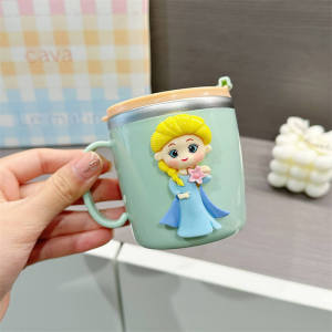 Baby Water Glass Childrens Straw Cup Stainless Steel For Home Baby Drinking Water Mug with Lid Scaled Milk Cup Cute