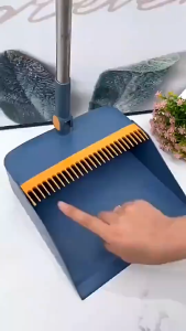 Goldstar Broom with Dustpan Combo Set for Sweeping Outdoor and Indoor Collapsible Brooms and Dustpans Sets with Long Handle for Pet Hair Upright Broom and Dust Pan for Home Kitchen Yard and Garage