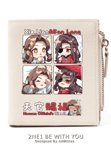 Fleur City Xiao Lian Short Cute Anime Coin Purse Womens Wallet Vertical Shape PU Material Cartoon Style Fashionable Design
