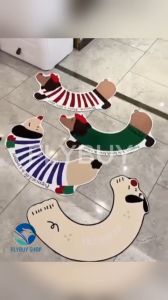 FLYBUY 1pcs Non Slip Carpet Water Absorbent Foot Mat U Shaped Floor Mat Double Sided