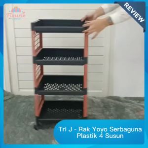 TRI J - Rak Yoyo Serbaguna Plastik 4 Susun (Rak Roda 4Tingkat)