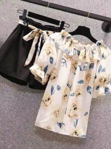 2024 Summer New Arrival 100.00kg Plus Size Womens Belly Covering Easiest for Match Loose Slim Fit Breathable Fashion Slimming Shorts Suit