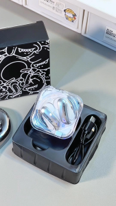 DMOOSTER D78 Wireless Bluetooth 6.0 Earphones with AI QR Code Noise Reduction Ear Hook Design 12m Range & Crystal Charging Case