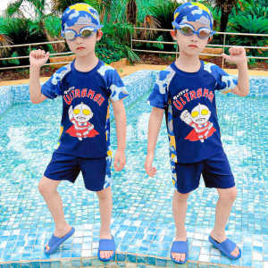 Childrens Ultraman Swimsuit Boys New Summer Sun Protection Training Suit One-Piece Two-Piece Professional Swimming Set
