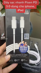 Dây sạc nhanh Pisen 3A dùng cho lphone lpad siêu bền chính hãng BH 12 tháng