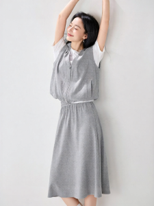 OSA | Fake Two Pieces Casual T-Shirt Vest Midi Skirt Suit