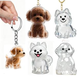 Cute Dog Hair Storage Collector Pendant Keychain Bag Pendant Couple Car Key Chains Jewelry Souvenir DIY Handmade Gift Decoration