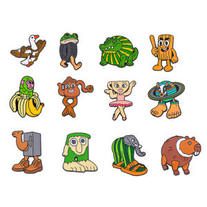 12 Pcs Cartoon Role Brooch Creativity Cute Tungtungtungsahur Enamel Pin Backpack Clothing Jewelry Metal Badge Accessories Gift