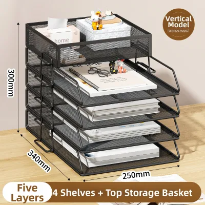 MINGZHUO | Layered File Organizer Rack Shelf A3 A4 Papers Black