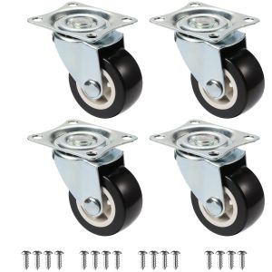 Set Of 4 1"/1.25"/2" PVC Furniture Casters Wear Resistant Mute Universal Heavy Trolley Wheels 360 Degrees Swivel Castor