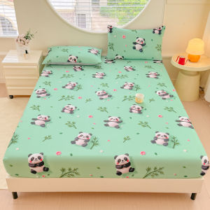 Panda Printed Fitted Bed Sheet with Elastic Queen/King 5D Digital Printed Bed Sheets Cool Feeling and Brushed Mattress Protector