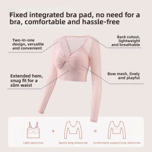 aziztas | Faux Two-Piece Breathable Mesh Padded Yoga Top