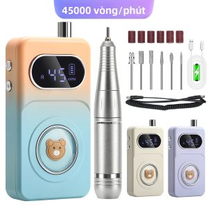 Máy Khoan Móng Chuyên Nghiệp Sạc Lại Được 45000 Vòng/phút Máy Mài Móng Điện Với Màn Hình HD Bút Mài Móng Kim Loại Dùng Cho Tiệm Làm Móng