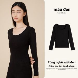 FuniBaoluo | Áo sơ mi lót lông cừu cổ cao tay dài cho nữ mùa đông ấm áp thoải mái thoáng khí áo lót mùa thu đông đơn giản