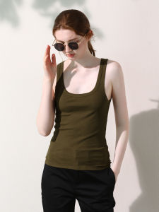 Miccbeirn | Pure Color Cotton Camisole Tank Top Fashionable Strapless Slim Fit Sleeveless U Neck Beautiful Back Inner Wear Versatile Commute Base Shirt