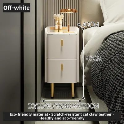 ZHUSHANXIA | Ultra Narrow Solid Wood Nightstand Luxury Cream Style Small Bedside Storage Cabinet