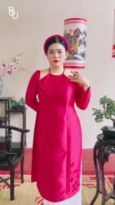 Set áo dài cổ yếm đính đá + Quần trắng BIGSIZE (55kg đến 95kg) - 23SCT03 - [BUStu Bigsize]