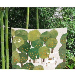 Nature Forest Daisy Green Background Cloth