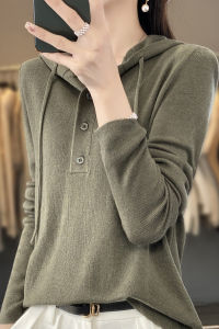 เสื้อสเวตเตอร์ถักแบบหลวมๆ สำหรับผู้หญิง ทรงหลวมๆ ฤดูใบไม้ผลิ ฤดูใบไม้ร่วง ฤดูหนาว เสื้อชั้นในแบบมีฮู้ด ทรงเข้ารูป เสื้อคลุมกันหนาว