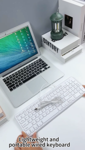 BOW HW156S-A น้ำหนักเบา สาย แป้นพิมพ์ คีย์ช็อกโกแลต เอบีเอส โครงสร้างแบบกรรไกร เงียบ แบบพกพา อินเตอร์เฟส USB แป้นพิมพ์ ด้วย ฝาครอบแป้นพิมพ์ สำหรับ แล็ปท็อป เดสก์ท็อป พีซี