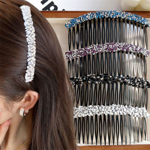 Korean U Shape Invisible Rhinestone Hair Comb Head Headdress Broken Hair Finishing Tools Shiny Hairband Hair Styling Accessory