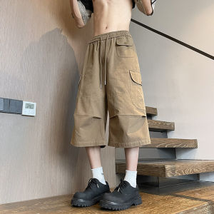 Quần Short Công Sở Nam Mùa Hè Rộng Rãi Phong Cách Mỹ Quần Dài Đến Đầu Gối Quần Ống Đứng Quần Ống Rộng Thường Ngày