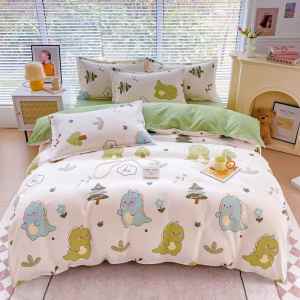 Fresh And Soft Flannel Bedding Set For Spring And Autumn